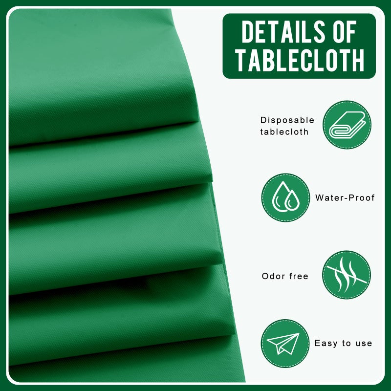 Eleclassi Emerald Green 6 Pack Premium Disposable Plastic Tablecloth 54 x 108 in - Plastic Table Cloth Disposable Tablecloth for Rectangle Table Up to 8 Feet - Image 4